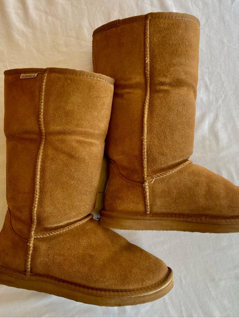BearPaw Chestnut Brown Suede Shearling-Lined Mid-Calf Boots - Picture 2 of 7